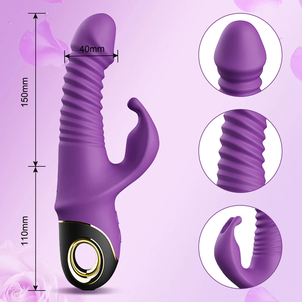 2022 Rabbit Thrusting Vibrator Automatic Telescopic G-Spot Clitoris Stimulator Female Masturbation Sex Toys for Women Adults