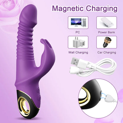 2022 Rabbit Thrusting Vibrator Automatic Telescopic G-Spot Clitoris Stimulator Female Masturbation Sex Toys for Women Adults